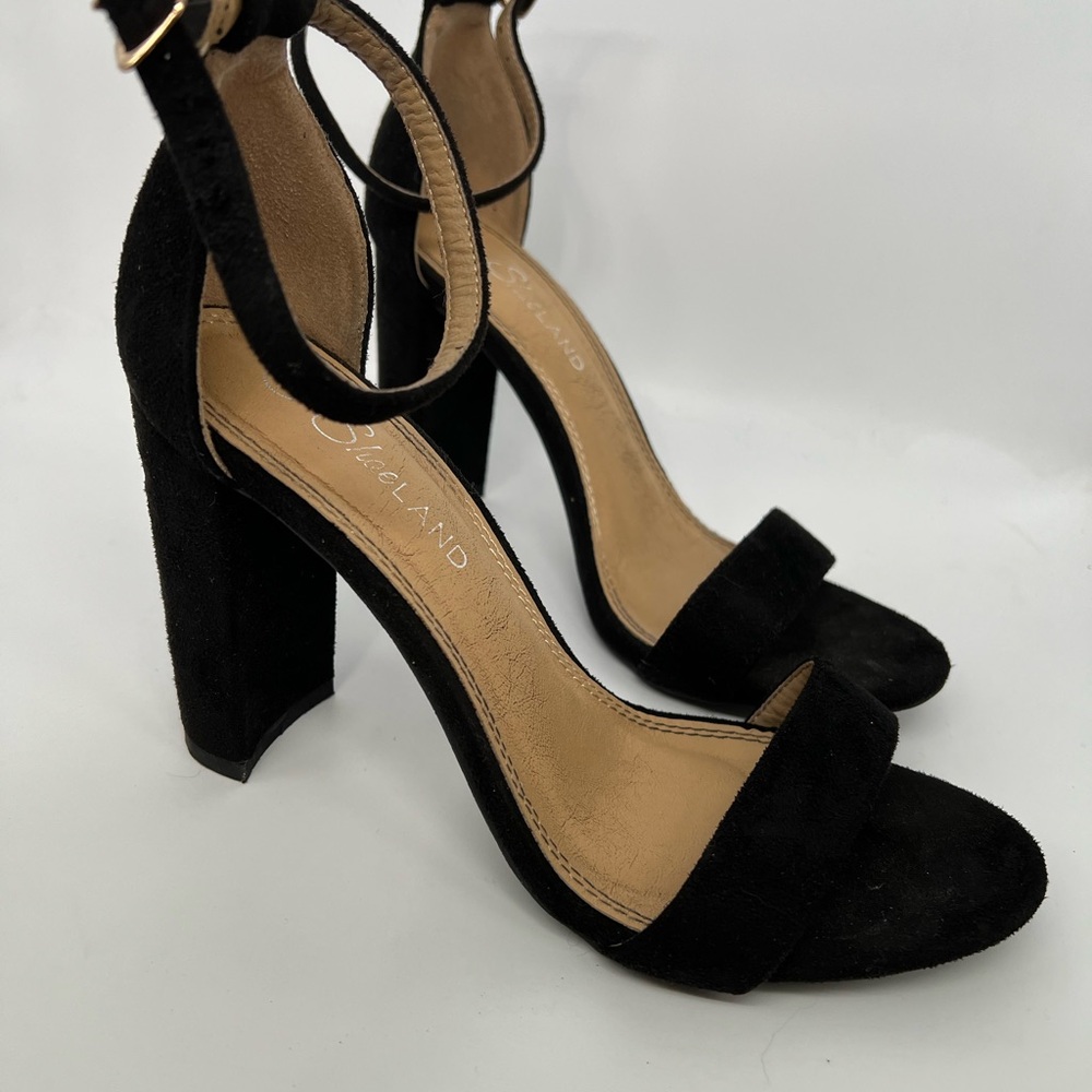 Shoe Land Black Open Toe Ankle Strap Chunky Heels – Size 8 - Picture 5 of 6